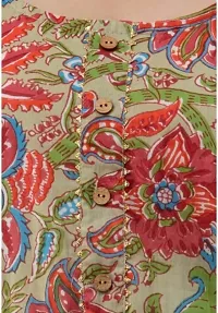 Stylish Anarkali Beige Printed Cotton Kurta For Women-thumb1