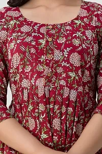 Stylish Anarkali Maroon Printed Cotton Kurta For Women-thumb2