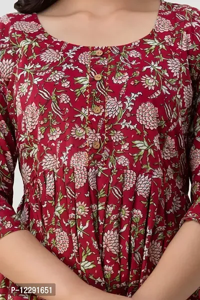 Stylish Anarkali Maroon Printed Cotton Kurta For Women-thumb3