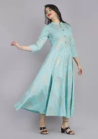 Stylish Anarkali Blue Printed Rayon Kurta For Women-thumb2