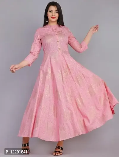 Stylish Anarkali Pink Printed Rayon Kurta top For Women-thumb0