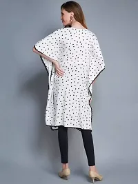 Stylish A-Line White Printed Rayon Kaftan Kurti For Women-thumb1