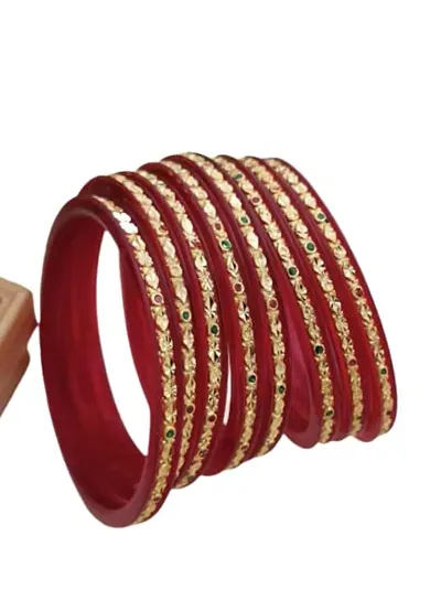 Be bright Plastic Gold-plated Bangle Set . (Red, 2.4)