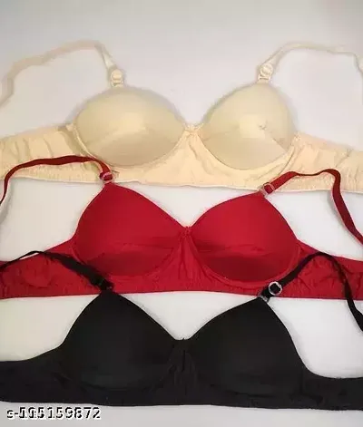 Solid Padded Bras Pack Of 3 For Women
