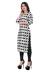 Straight Black Printed Crepe Kurta For Women-thumb2