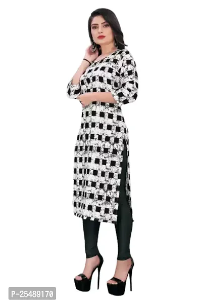 Straight Black Printed Crepe Kurta For Women-thumb3