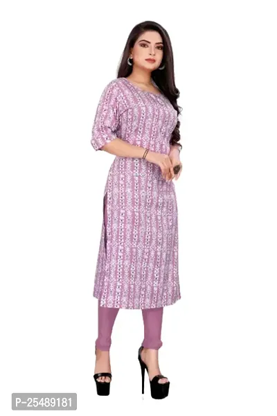 Straight Pink Printed Crepe Kurta For Women-thumb3