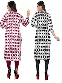 Straight Multicoloured Printed Crepe Kurta For Women Pack Of 2-thumb1