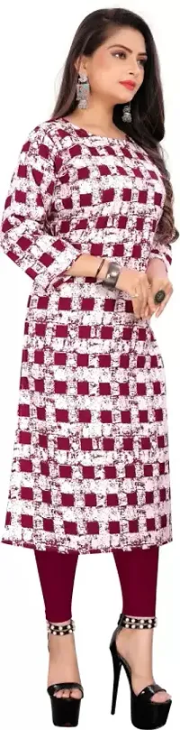 Straight Red Printed Crepe Kurta For Women-thumb3