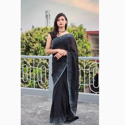 Elegant Lycra Diamond Work Party Wear Saree With Separate Blouse Piece