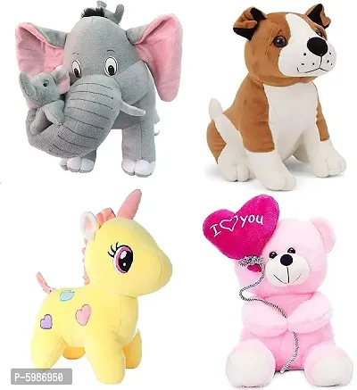 Pack of 4 Elegant Soft Toys Combo Set Bull Dog