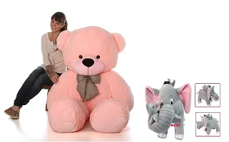 Combo Soft Toys Lovable/Huggable Teddy Bear with Mother Elephant and 2 Babies for Girlfriend/Birthday Gift/Boy/Girl 3 feet (90 cm) (Pink)-thumb1