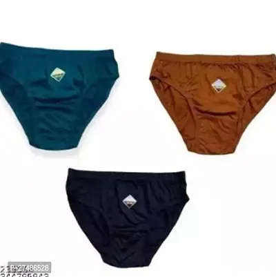 Stylish Multicoloured Cotton Blend Solid Briefs For Women Pack Of 3-thumb0