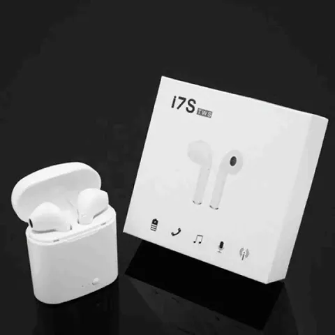 I7 TWS BLUETOOTH TRUE WIRELESS EARBUDS Bluetooth Headset (White, True Wireless)