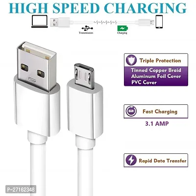 Larecastle Micro USB Cable 3.1 Amp Fast Charging for Android Mobile  Compatible with All Android Phones, White, One Cable-thumb0