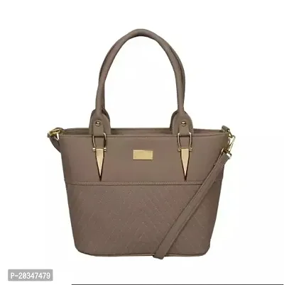 Trendy Khaki PU Solid Handbag For Women