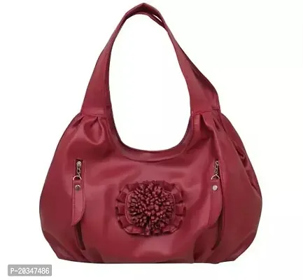 Trendy Maroon PU Solid Handbag For Women-thumb0