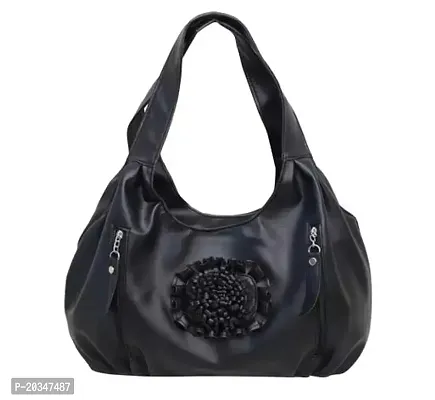 Trendy Black PU Solid Handbag For Women