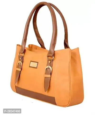 Trendy Peach PU Solid Handbag For Women