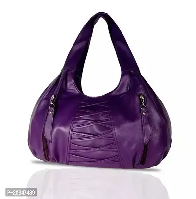 Trendy  PUrple PU Solid Handbag For Women-thumb0