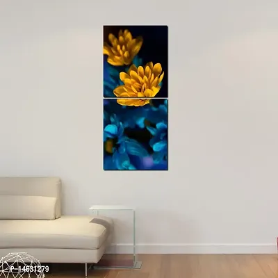 999STORE 2 Frames Yellow Leaves Art Panels Like Painting (Wood, 90 X 40 cm, Multicolour)