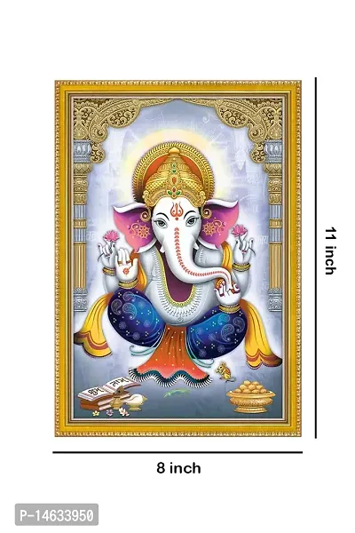 999STORE Blessing Lord Ganesha Photo Painting With Photo Frame For Mandir/Temple Ganesha Photo Frames (MDF  Fiber_12X8 Inches) God0184-thumb4