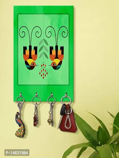 999STORE Office Organizer Holder Wall Mount Hanger Organizer Combo Mapping Birds Key Stand for Wall (MDF_7.5X12 Inch_Multi) KeyholderP019-thumb0