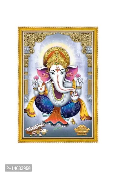 999STORE Blessing Lord Ganesha Photo Painting With Photo Frame For Mandir/Temple Ganesha Photo Frames (MDF  Fiber_12X8 Inches) God0184-thumb2