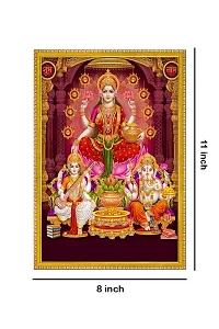 999STORE Lakshmi Showering Money With Ganesha And Saraswati Photo Painting With Photo Frame For Mandir/Temple Lakshmi,Ganesha And Saraswati Photo Frame (MDF  Fiber_12X8 Inches) God0148-thumb3