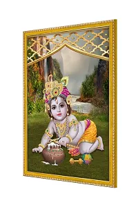 999STORE Lord Bal Krishna Photo Painting With Photo Frame For Mandir/Tample Bal Krishna Photo Frame (MDF  Fiber_12X8 Inches) God0168-thumb2