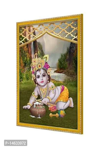 999STORE Lord Bal Krishna Photo Painting With Photo Frame For Mandir/Tample Bal Krishna Photo Frame (MDF  Fiber_12X8 Inches) God0168-thumb3
