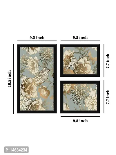 999STORE bird and butterflies Water Color wall Art Paintings for living room Bedroom, Office, Hotel, Dining room D?cor wall painting Set of 3Frames wall painting BMDF3Frames11-thumb4