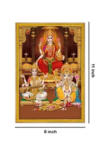 999STORE Lakshmi With Ganesha And Saraswati Photo Painting With Photo Frame For Mandir / Temple Lakshmi With Ganesha And Saraswati Photo Frame (MDF  Fiber_12X8 Inches) God0153-thumb3