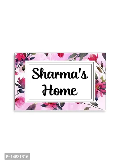999Store Printed Pink Flowers For Home Name Plate (Mdf_12 X7.5 Inches_Multi)-thumb0