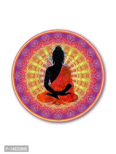 999STORE Meditation Buddha Multi Color Round Shape Wall Painting (MDF_11X11 Inch_Multi) RPainting031-thumb2