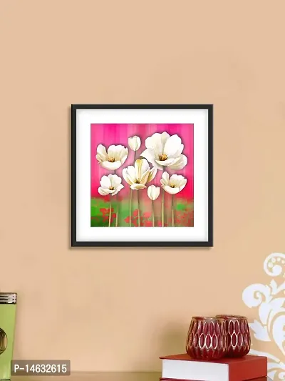 999STORE White Flowers Poster (Canvas_35X35 cms_Pink Poster028)