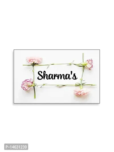 999Store Printed Pink Flowers for Home Name Plate (MDF_12 X7.5 Inches_Multi)-thumb0
