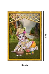 999STORE Lord Bal Krishna Photo Painting With Photo Frame For Mandir/Tample Bal Krishna Photo Frame (MDF  Fiber_12X8 Inches) God0168-thumb3