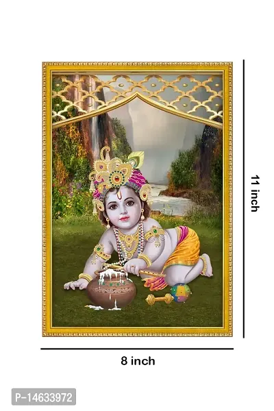 999STORE Lord Bal Krishna Photo Painting With Photo Frame For Mandir/Tample Bal Krishna Photo Frame (MDF  Fiber_12X8 Inches) God0168-thumb4