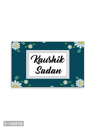 999Store Printed White Flower for Home Name Plate (MDF_12 X7.5 Inches_Multi)