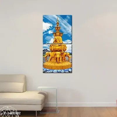 Multiple Frames Buddha Art Panels Like Painting - 2 Frames (90 X40 Cms)
