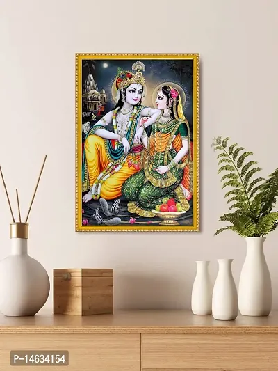 999STORE Lord Radha Krishna Photo Painting With Photo Frame For Mandir/Temple Radha Krishna Photo Frames For Wall (MDF  Fiber_12X8 Inches) God0190