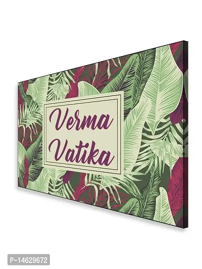 999Store Printed Green Leaves for Home Name Plate (MDF_12 X7.5 Inches_Multi)-thumb3