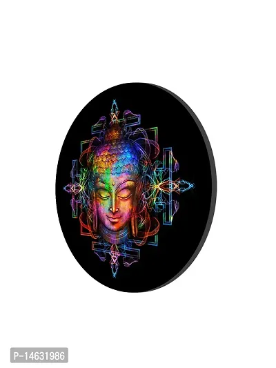 999STORE Buddha Face Multi Color Round Shape Wall Painting (MDF_11X11 Inch_Multi) RPainting012-thumb3