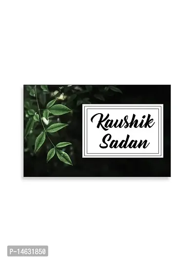 999Store Printed Green Leaves For Home Name Plate (Mdf_12 X7.5 Inches_Multi)