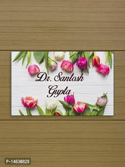 999Store Printed Flowers for Hotel and Home Name Plate (MDF_12 X7.5 Inches_Multi)-thumb2