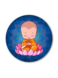 999STORE Little Buddha Seeting On Lotus Round Shape Wall Painting (MDF_11X11 Inch_Multi) RPainting006-thumb1