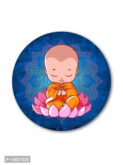 999STORE Little Buddha Seeting On Lotus Round Shape Wall Painting (MDF_11X11 Inch_Multi) RPainting006-thumb2