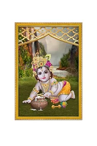999STORE Lord Bal Krishna Photo Painting With Photo Frame For Mandir/Tample Bal Krishna Photo Frame (MDF  Fiber_12X8 Inches) God0168-thumb1