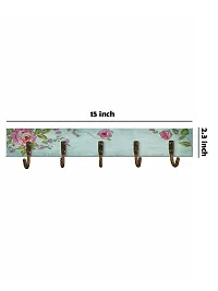 999STORE Red Roses Printed Wall Hanger for Clothes Hanging 5 Hooks for Clothes and Towel in Bathroom and Living Room for Wall Hanger Hanger097-thumb3